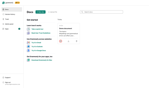 Grammarly screen example