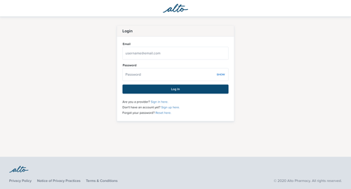 Alto pharmacy
				signin page example