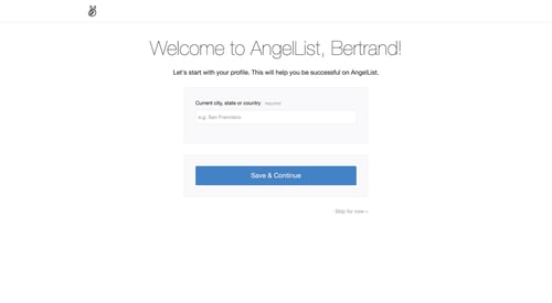 AngelList Talent
				onboarding page example