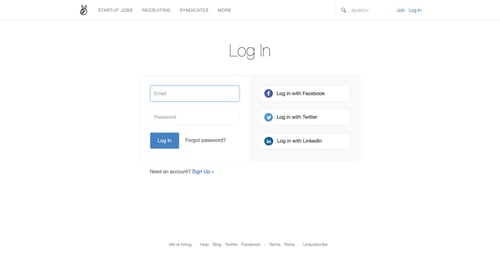 AngelList Talent
				signin page example