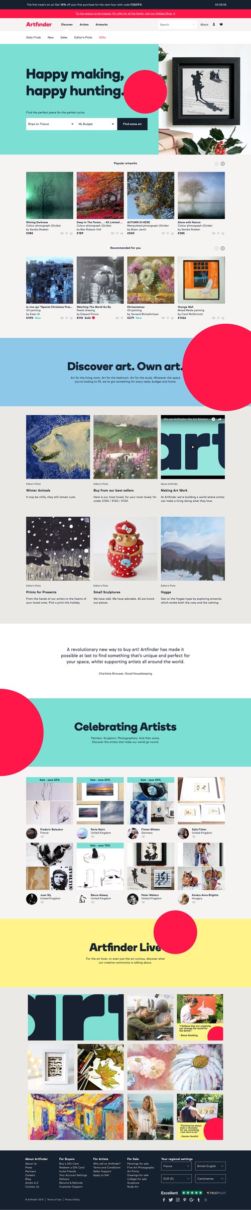 Artfinder
				home page example