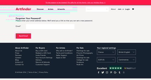 Artfinder
				password reset page example