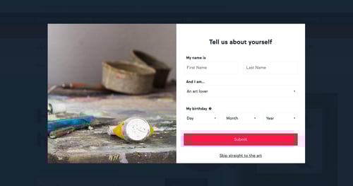 Artfinder
				signup page example