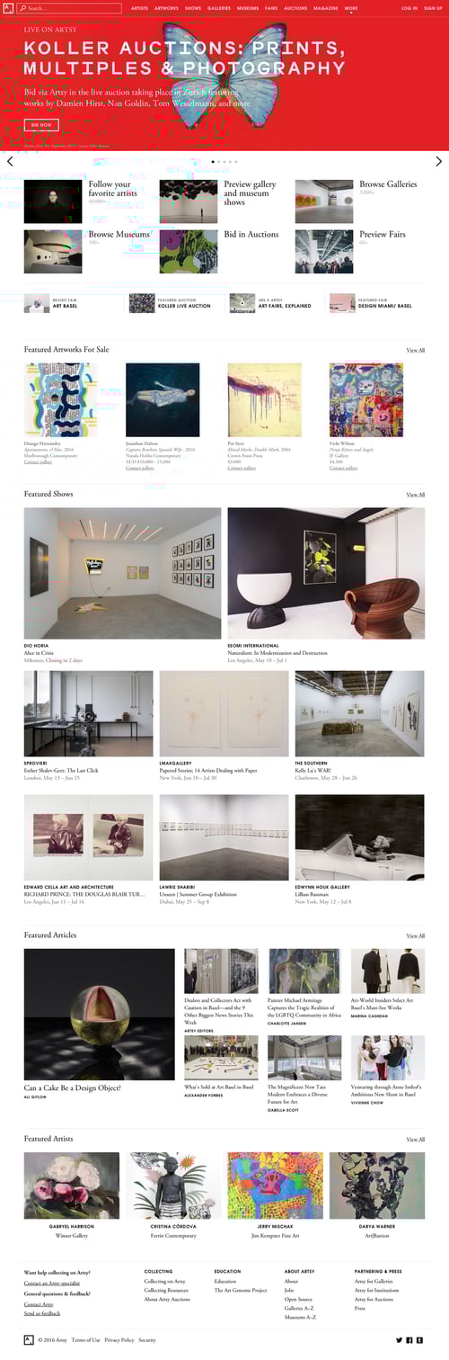 Artsy
				 page example