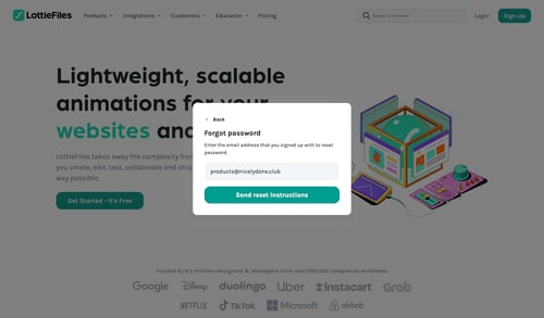 Lottie
				password reset page example