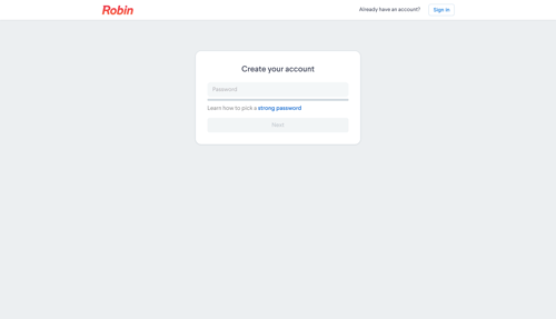 Robin
				signup page example