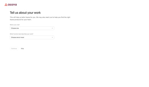 Asana
				onboarding page example