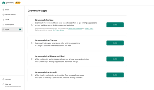Grammarly screen example