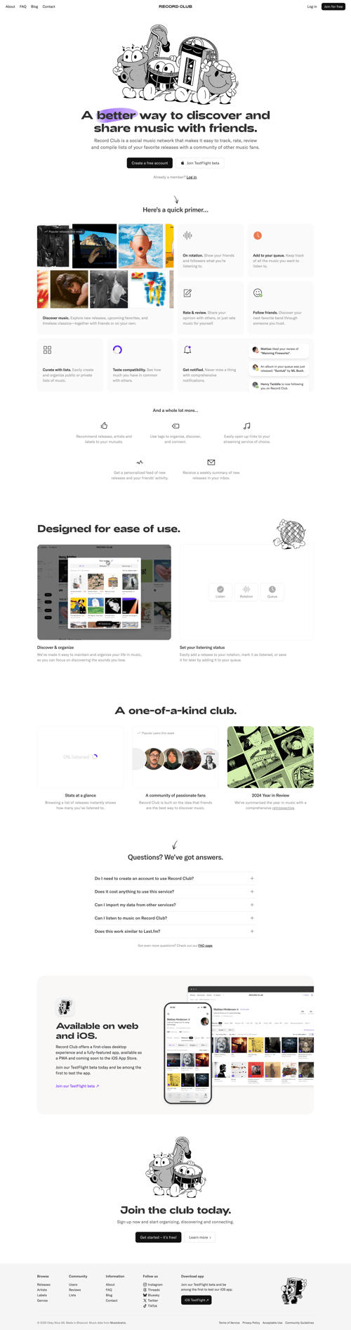 Record club
			      ux ui design