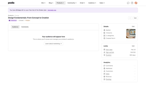 Podia
			        ux ui design