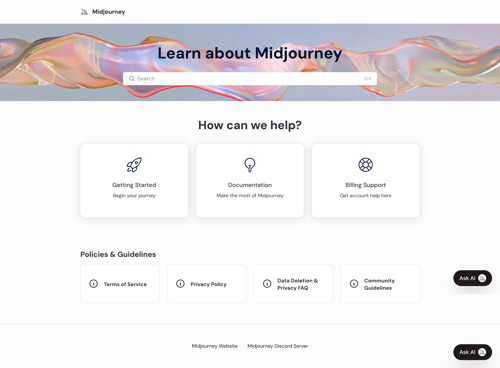 Midjourney
				documentation page example