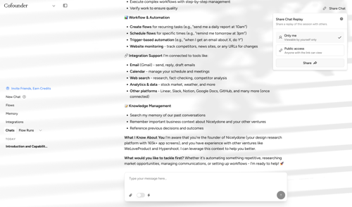 Cofounder screen example