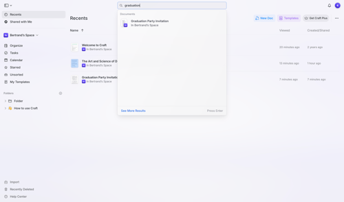 Craft screen example