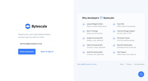Bytescale
				password reset page example