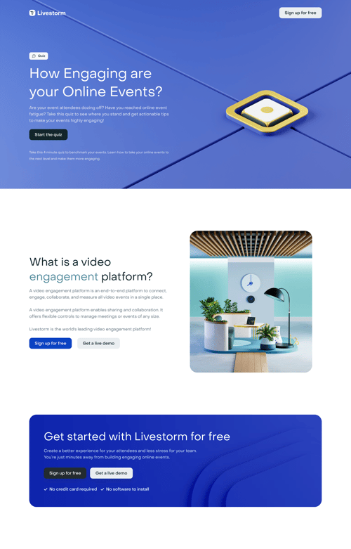 Livestorm initiating quiz screen example