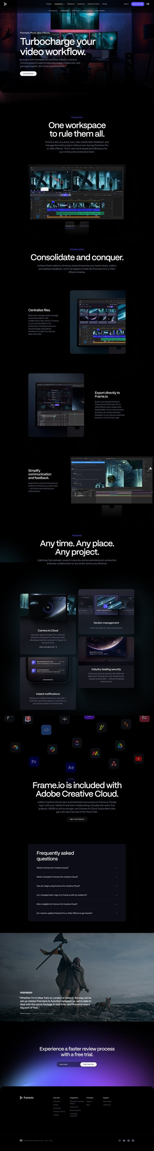Frame.io
				integrations page example