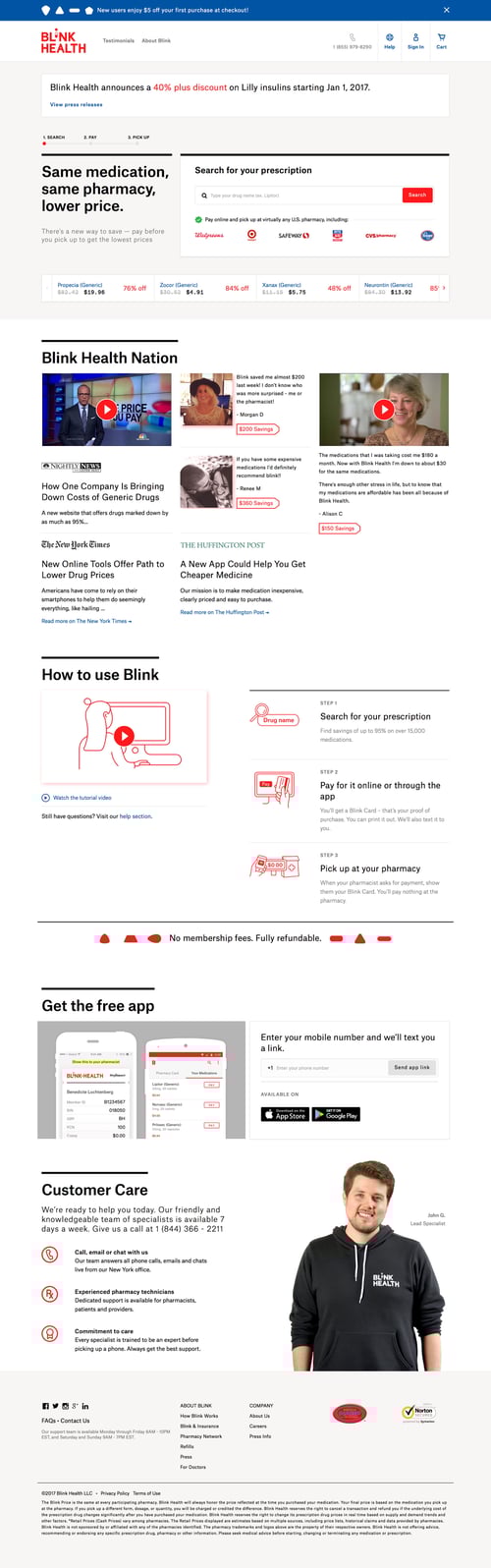 Blink Health
				 page example