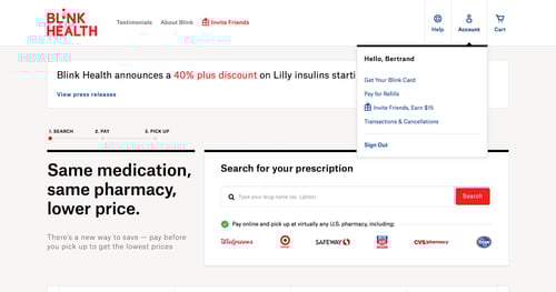 Blink Health
				dropdown & other states page example