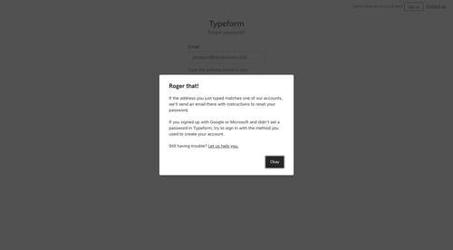 Typeform
				password reset page example