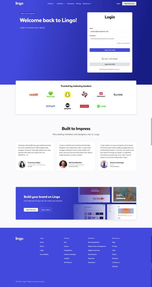 Lingo
				signin page example