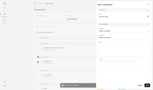 Maybe Finance screen example