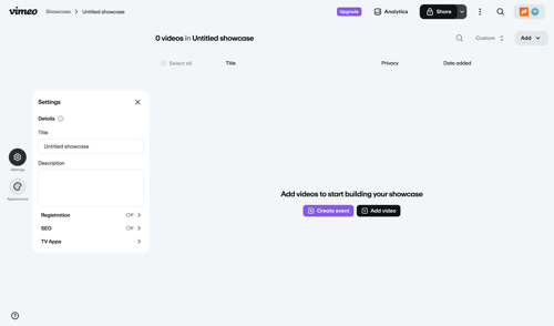 Vimeo screen example