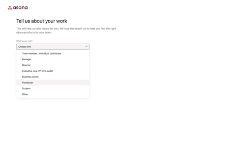 Asana
				onboarding page example