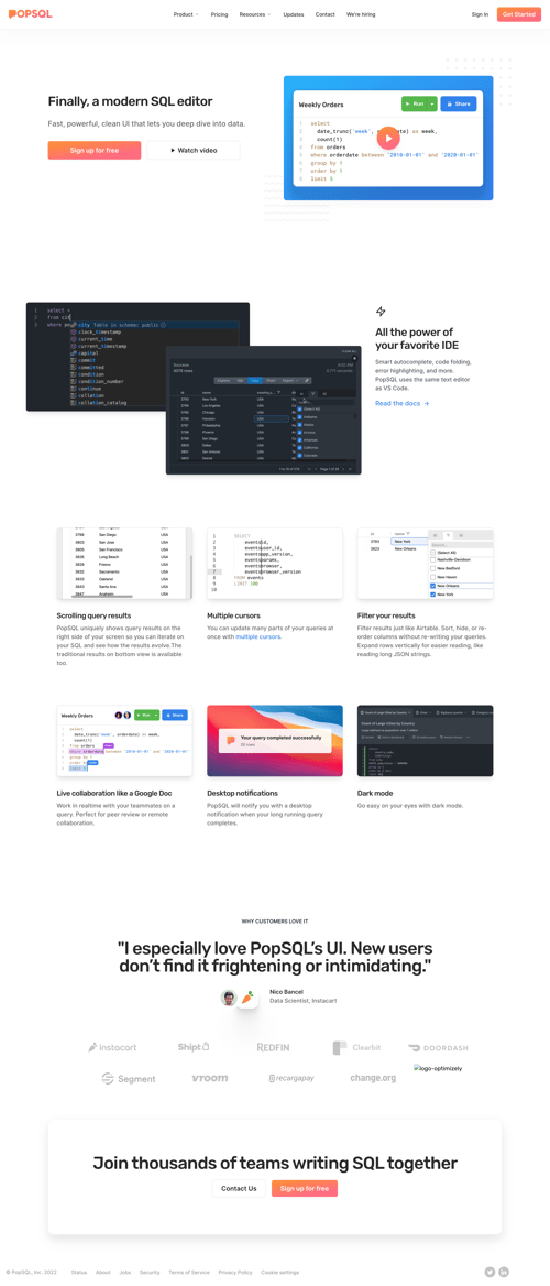 PopSQL
			      ux ui design