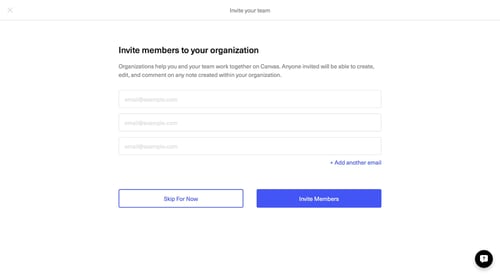 Canvas
				onboarding page example