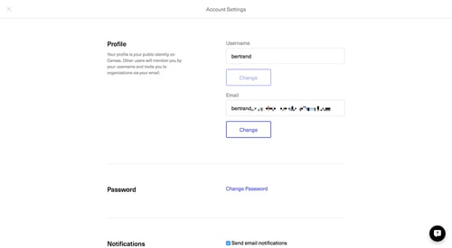 Canvas
				settings page example