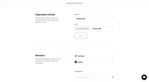 Canvas
				settings page example