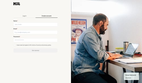 Kit
				signup page example