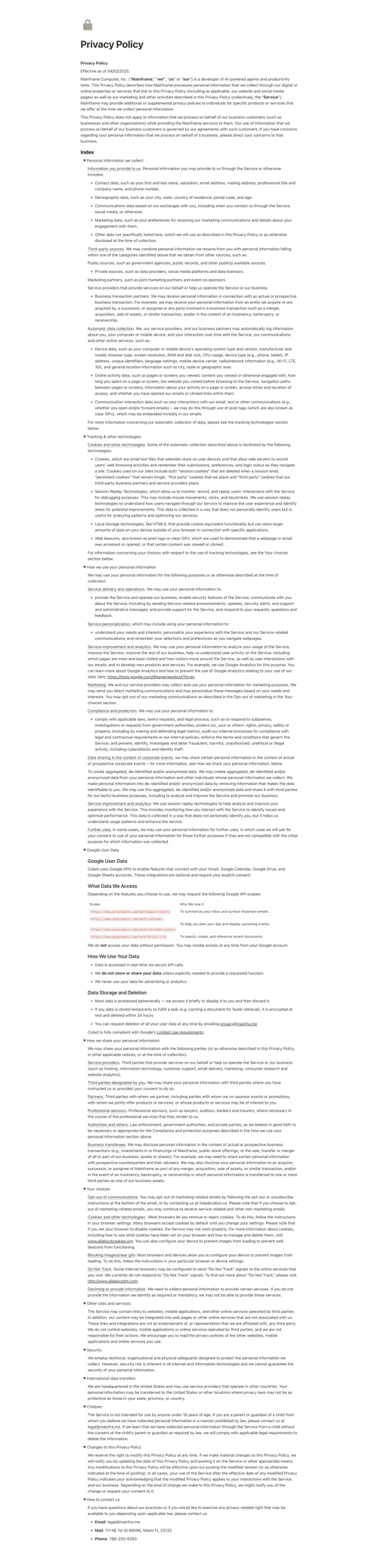 Cobot
				legal page example