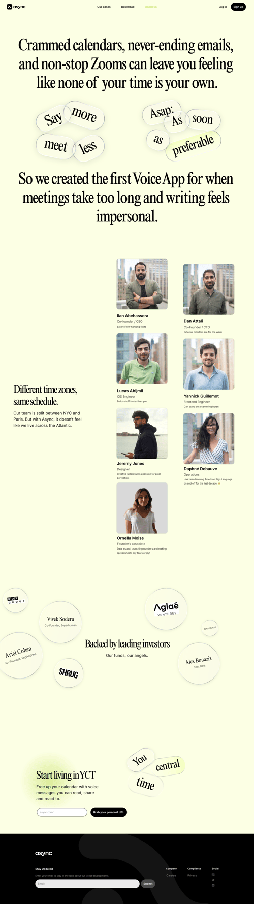 Async
				about & company mission page example