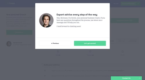 Coach
				onboarding page example