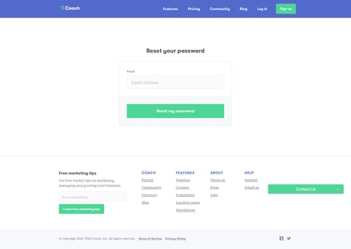 Coach
				password reset page example