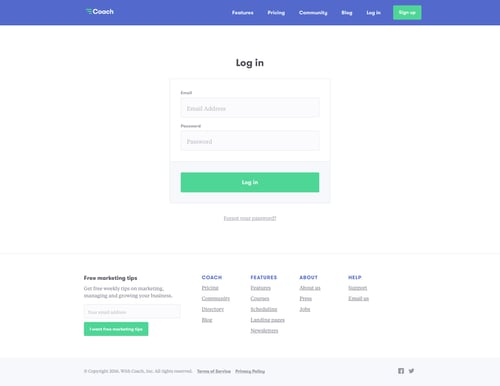 Coach
				signin page example