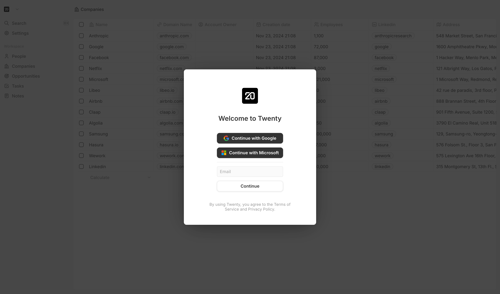 Twenty
				signup page example