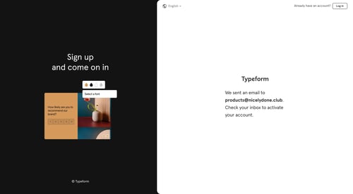 Typeform
				signup page example