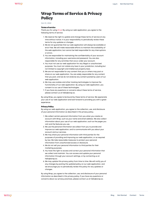 Wrap
				privacy policy page example