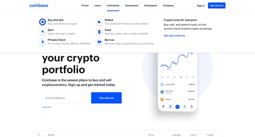 Coinbase
			     ux ui design