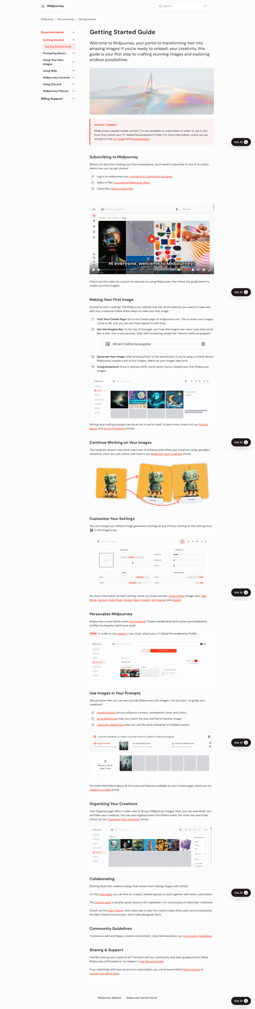 Midjourney
				documentation page example
