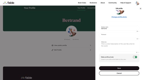 Fable
				settings page example