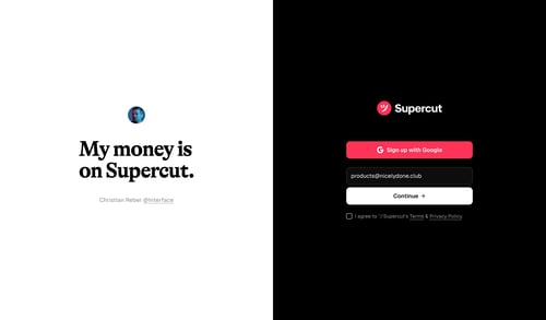 Supercut
				signup page example
