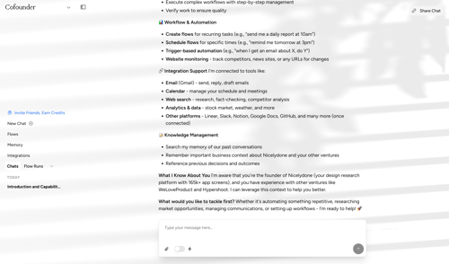 Cofounder screen example