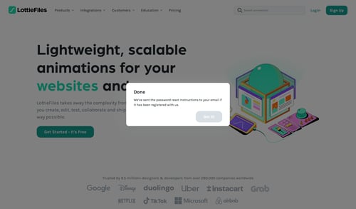 Lottie
				password reset page example