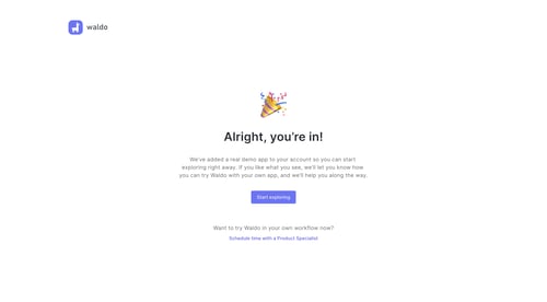 Waldo
				onboarding page example