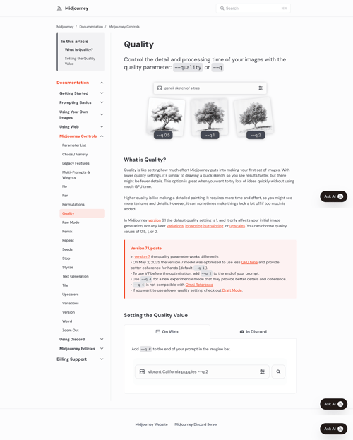 Midjourney
				documentation page example