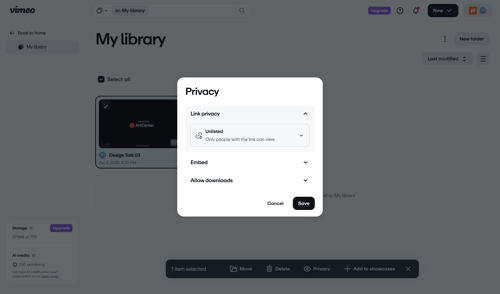 Vimeo screen example