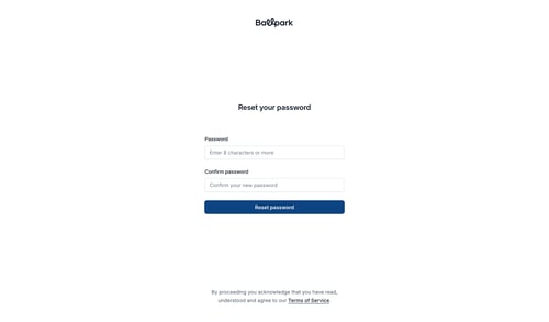 Ballpark
				password reset page example